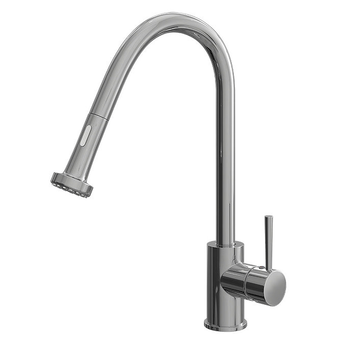 Venice Modern Kitchen Mixer Tap with Pull Out Spray & Swivel Spout - Chrome Large Image