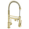 Venice Modern Kitchen Mixer Tap with Swivel Spout & Directional Spray - Brushed Brass