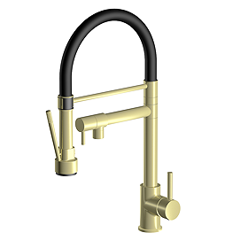 Venice Modern Kitchen Mixer Tap with Swivel Spout & Directional Spray - Brushed Brass