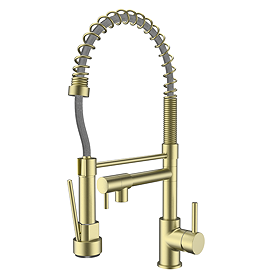 Venice Modern Kitchen Mixer Tap with Swivel Spout & Directional Spray - Brushed Brass