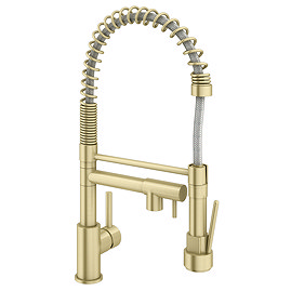 Venice Modern Kitchen Mixer Tap with Swivel Spout & Directional Spray - Brushed Brass