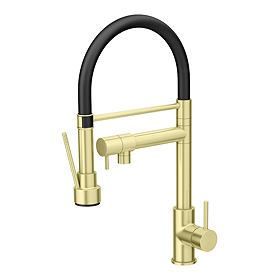 Venice Modern Kitchen Mixer Tap with Swivel Spout & Directional Spray - Brushed Brass