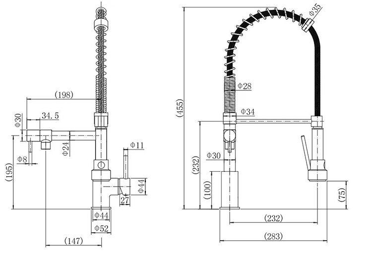 Venice Modern Kitchen Mixer Tap with Swivel Spout & Directional Spray - Brushed Steel