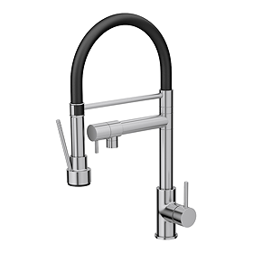 Venice Modern Kitchen Mixer Tap with Swivel Spout & Directional Spray - Brushed Steel