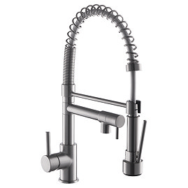 Venice Modern Kitchen Mixer Tap with Swivel Spout & Directional Spray - Brushed Steel