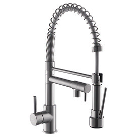 Venice Modern Kitchen Mixer Tap with Swivel Spout & Directional Spray - Brushed Steel