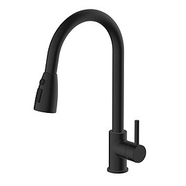 Venice Modern Kitchen Mixer Tap with Swivel Spout & Pull Out Spray - Matt Black