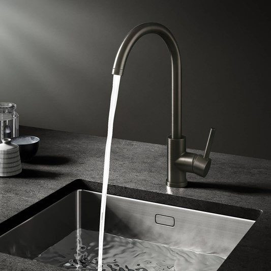 Venice Modern Kitchen Mixer Tap with Swivel Spout - Gunmetal Grey  Profile Large Image