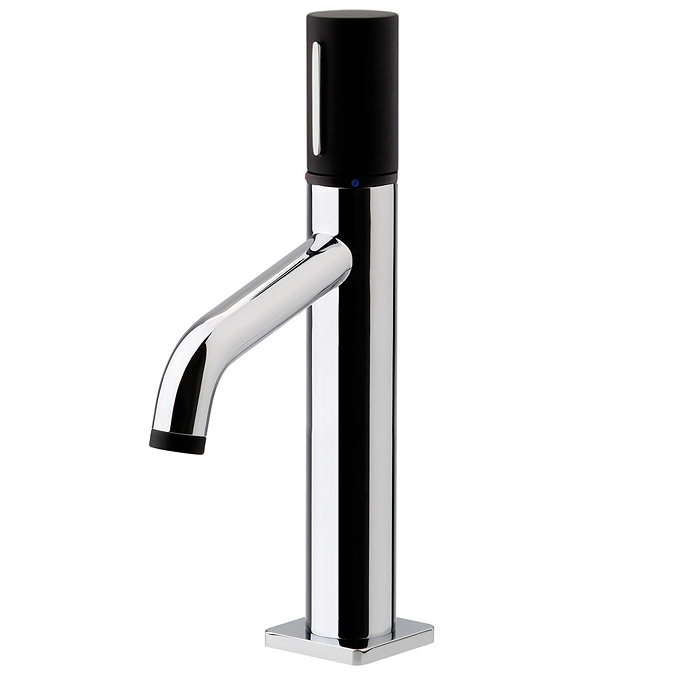 Venice Modern Round Basin Mixer Tap - Chrome / Matt Black Large Image