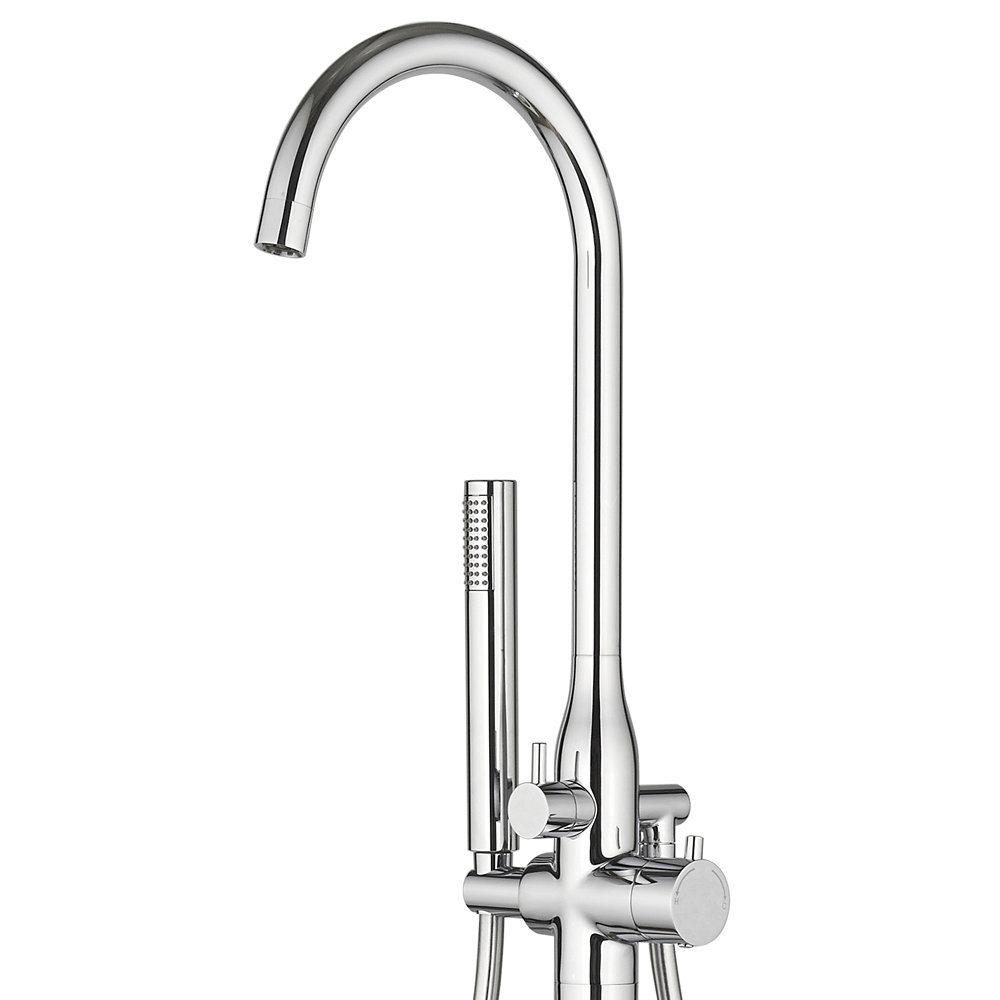 Cruze Modern Thermostatic Floor Mounted Freestanding Bath Shower Mixer