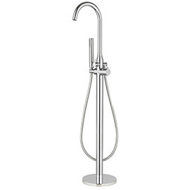 Cruze Modern Thermostatic Floor Mounted Freestanding Bath Shower Mixer - Chrome Medium Image