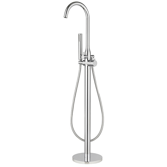 Cruze Modern Thermostatic Floor Mounted Freestanding Bath Shower Mixer - Chrome Large Image