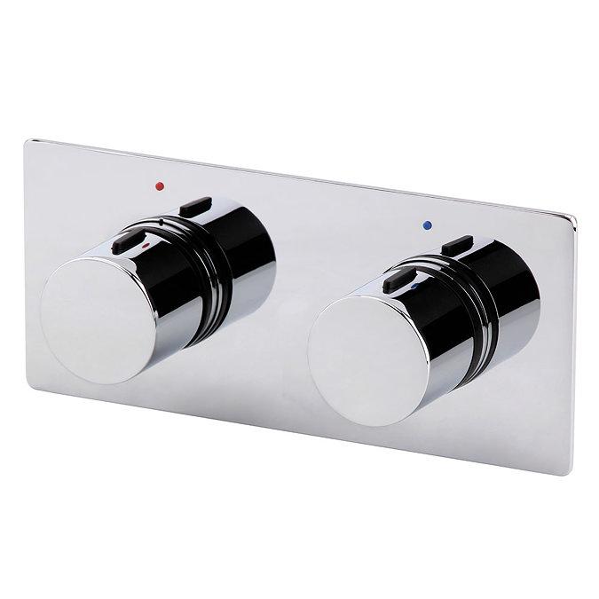 Venice Modern Twin Round Concealed Shower Mixer Valve - Chrome Large Image