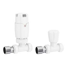 Venice Modern White Straight Thermostatic Radiator Valve & Lock Shield Valve