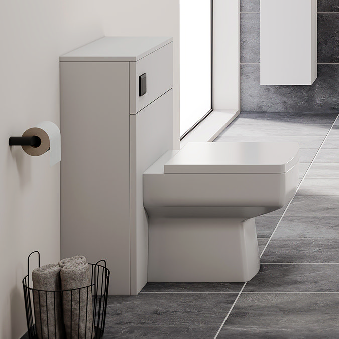 Venice Moderno 500mm Matt White Complete Toilet Unit with Pan, Cistern + Matt Black Flush