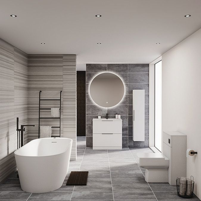 Venice Moderno 500mm Matt White Complete Toilet Unit with Pan, Cistern + Matt Black Flush