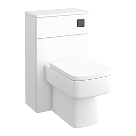 Venice Moderno 500mm Matt White Complete Toilet Unit with Pan, Cistern + Matt Black Flush
