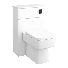 Venice Moderno 500mm Matt White Complete Toilet Unit with Pan, Cistern + Matt Black Flush