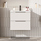 Venice Moderno 600mm White Wall Hung Vanity Unit with 2-Drawer and Matt Black Handles