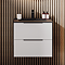 Venice Moderno 600mm White Wall Hung Vanity Unit with 2-Drawer, Matt Black Slimline Basin + Handles