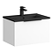 Venice Moderno 600mm White Wall Hung Vanity Unit with Single Drawer, Matt Black Slimline Basin + Handle