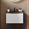 Venice Moderno 600mm White Wall Hung Vanity Unit with Single Drawer, Matt Black Slimline Basin + Handle