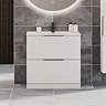 Venice Moderno 800mm White Floor Standing Vanity Unit with 2-Drawer and Matt Black Handles