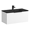 Venice Moderno 800mm White Wall Hung Vanity Unit with Single Drawer, Matt Black Slimline Basin + Handles