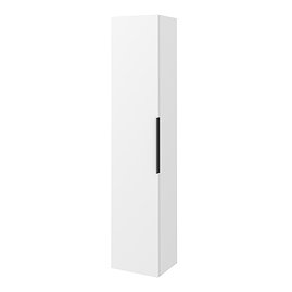 Venice Moderno Wall Hung Tall Storage Cabinet - Matt White with Matt Black Handle