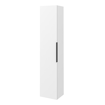 Venice Moderno Wall Hung Tall Storage Cabinet - Matt White with Matt Black Handle