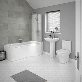 Venice P-Shaped Modern Shower Bath Suite Medium Image