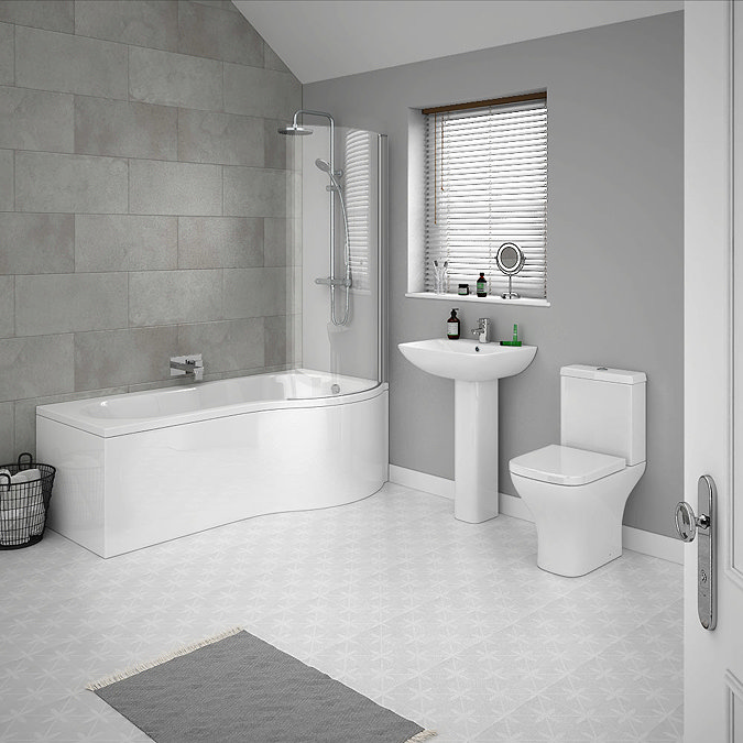 Venice P-Shaped Modern Shower Bath Suite Large Image