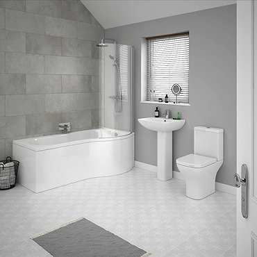 Venice P-Shaped Modern Shower Bath Suite  Feature Large Image