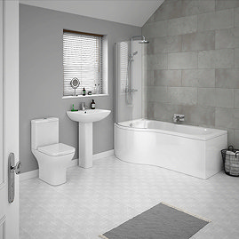 Venice LH P-Shaped Modern Shower Bath Suite Large Image