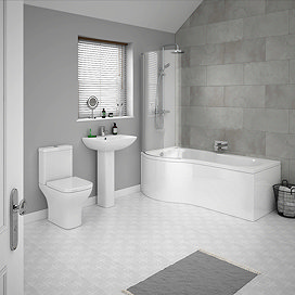 Venice LH P-Shaped Modern Shower Bath Suite Large Image