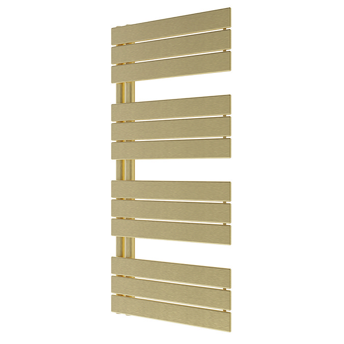 Venice Pannello Offset Heated Towel Rail - Brushed Brass (1130 x 500mm)