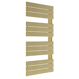 Venice Pannello Offset Heated Towel Rail - Brushed Brass (1130 x 500mm) Medium Image