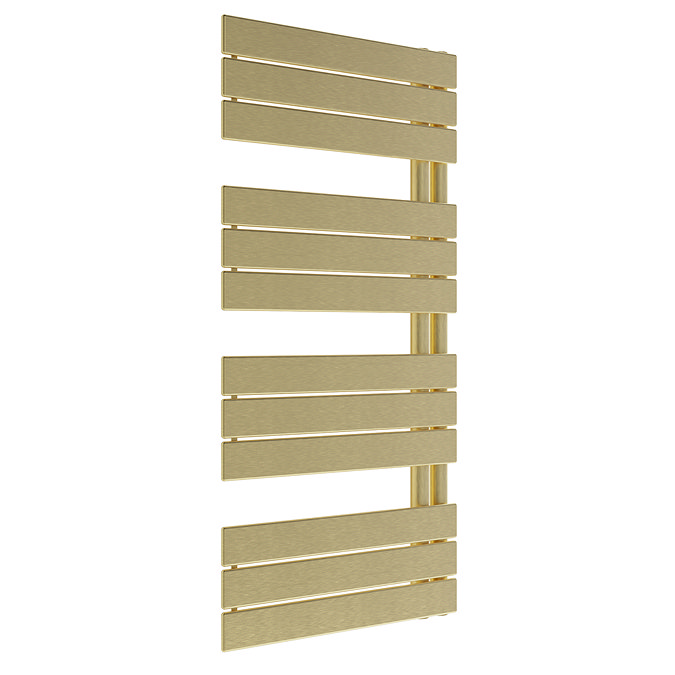 Venice Pannello Offset Heated Towel Rail - Brushed Brass (1130 x 500mm) Large Image