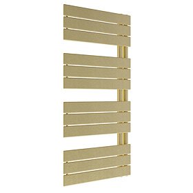 Venice Pannello Offset Heated Towel Rail - Brushed Brass (1130 x 500mm) Large Image