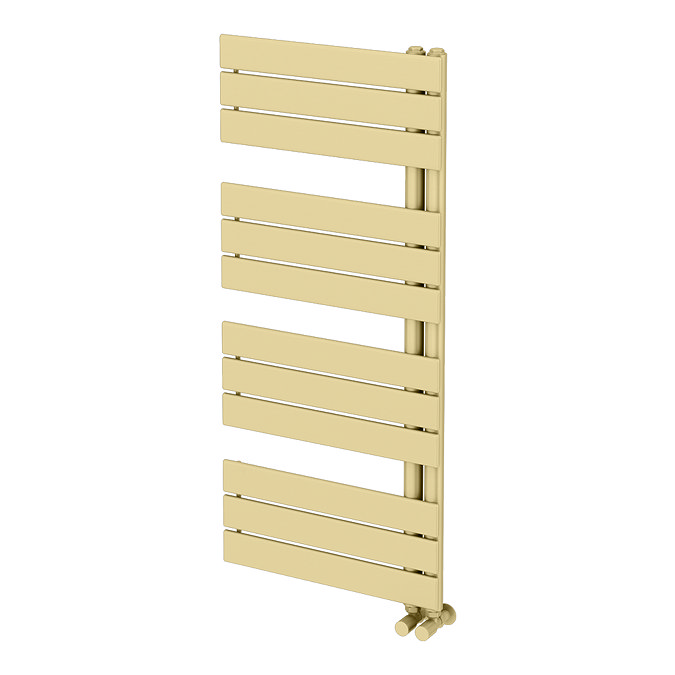 Venice Pannello Offset Heated Towel Rail - Brushed Brass (1130 x 500mm)