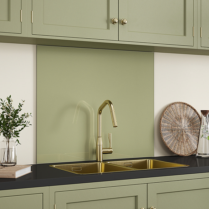 Venice Sage Green Glass Self Adhesive Kitchen Splashback 900 x 750mm