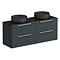 Venice Fluted Satin Anthracite Wall Hung Double Countertop Vanity Unit incl. 2 Matt Black Basins (1200mm w. Chrome Handles)