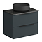 Venice Fluted Satin Anthracite Wall Hung 2-Drawer Countertop Vanity Unit incl. Matt Black Basin (600mm w. Matt Black Handles)