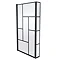 Venice Shower Bath - 1700 L Shaped w. Matt Black Abstract Grid Screen + Satin Grey Panel Feature La