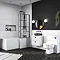 Venice Shower Bath - 1700 L Shaped w. Matt Black Abstract Grid Screen + Satin White Panel Standard Large Image