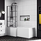 Venice Shower Bath - 1700mm L Shaped with Matt Black Abstract Grid Screen + Panel