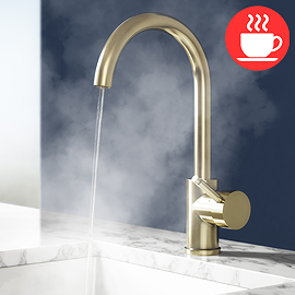 Bower 3-in-1 Instant Boiling Water Tap - Single Lever Brushed Brass with Boiler & Filter Medium Imag