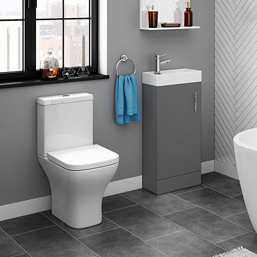 Venice Small Gloss Grey Cloakroom Suite  Profile Large Image