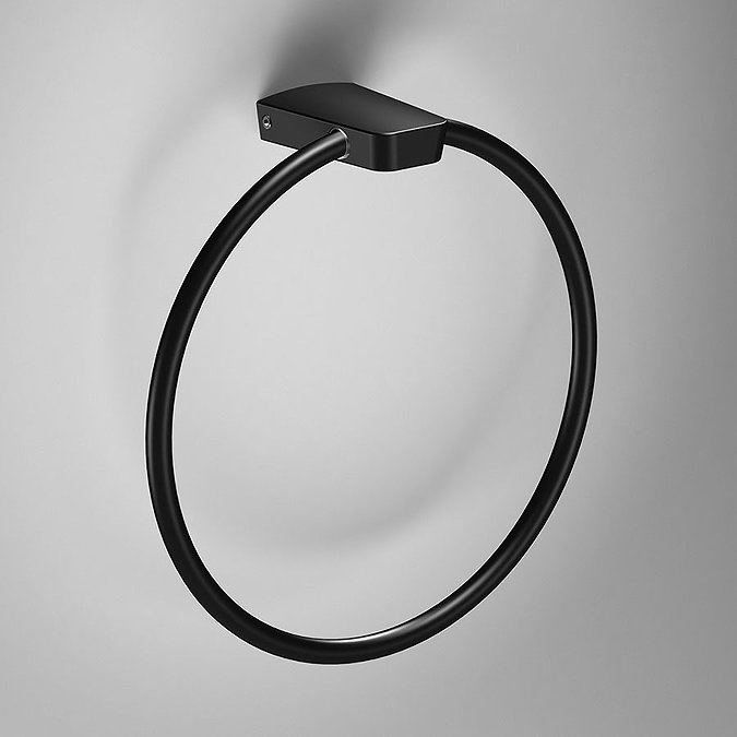 Venice Square Black Towel Ring Large Image