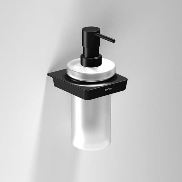 Venice Square Black Wall Mounted Soap Dispenser